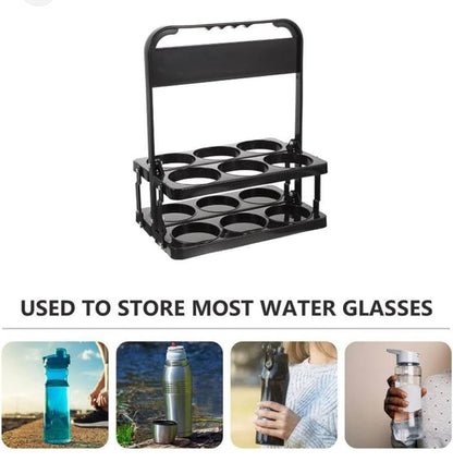 Portable Foldable 6 Bottle Organizer Carrier Rack  Black | 27.2cm x 18cm x 33cm | Picnics, Outings, Home Organization