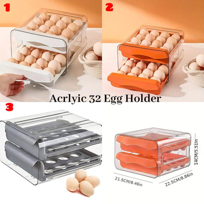 32 Egg Acrylic Tray – Durable Storage Organizer in Grey, Orange, and White