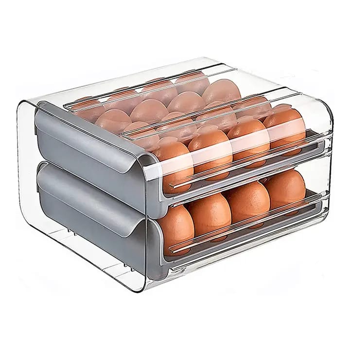 32 Egg Acrylic Tray – Durable Storage Organizer in Grey, Orange, and White