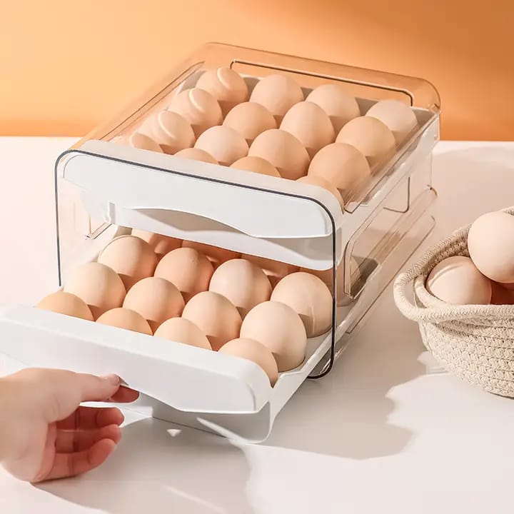 32 Egg Acrylic Tray – Durable Storage Organizer in Grey, Orange, and White