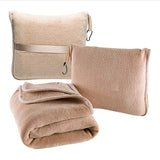 Multipurpose 2in1 Travel Blanket | Convertible Pillow, Warm & Cozy (60cm x 100cm, Beige, Grey, Black)