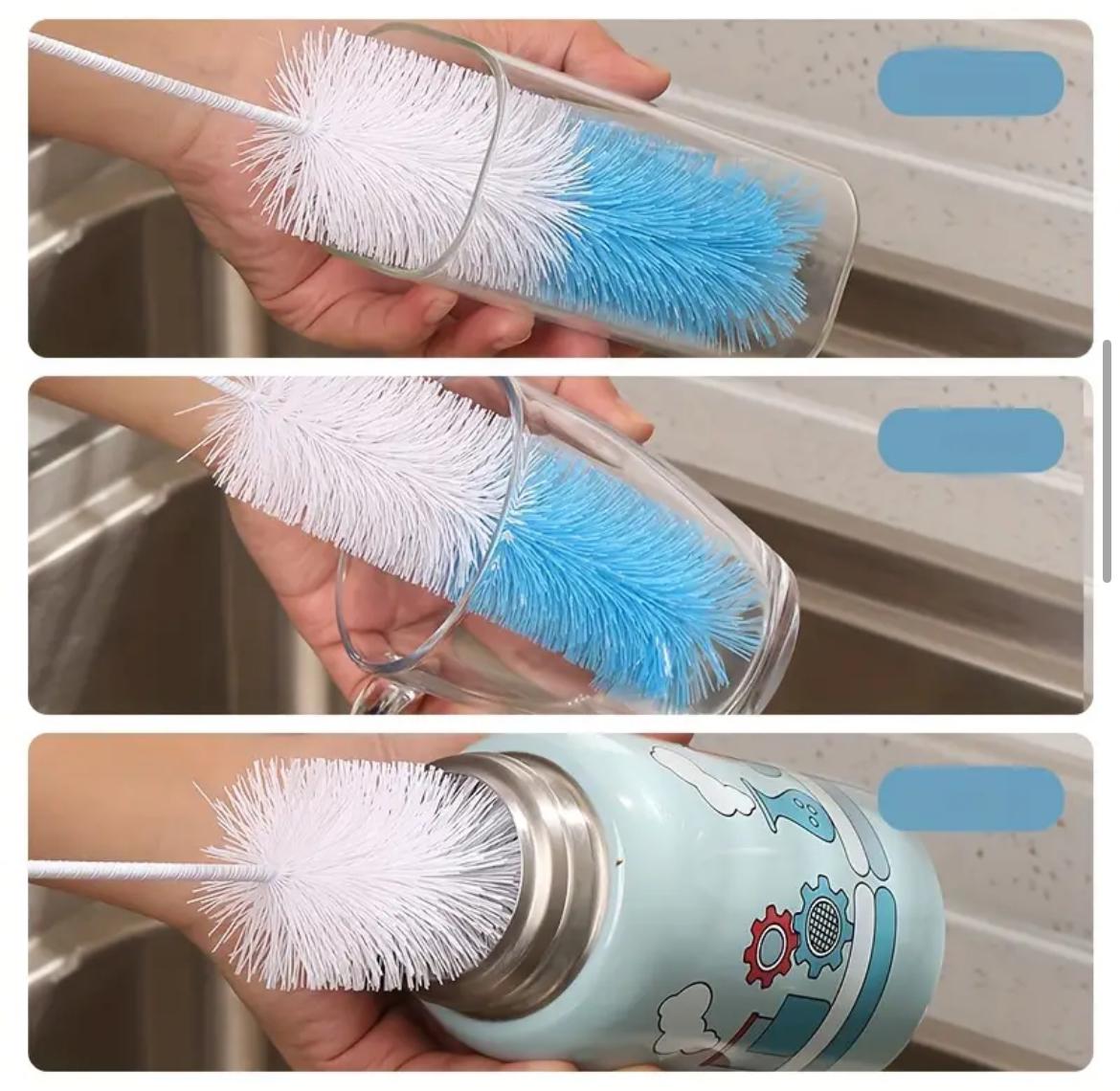 4 Piece Long Handle Cleaning Brush Set – Ideal for Baby Bottles, Pipes, Sports Bottles, and Glass Tubes