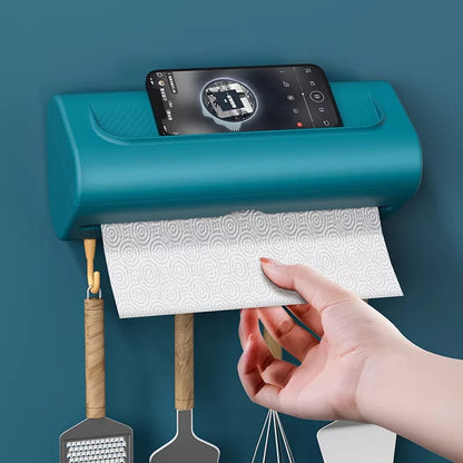 Wall Mounted Kitchen Tissue & Cling Foil Dispenser | Available in White & Dark Green | Size: 27.7cm x 11.0cm x 15.5cm