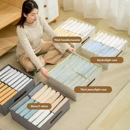 Foldable Multifunctional  16 Slot Moisture Proof Fabric Closet Organizer – Beige | Portable Closet Storage Organizer