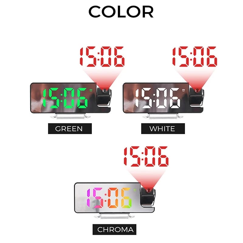 80% Projection LED Digital Alarm Clock | USB Wake Up Clock with FM Radio, Snooze, Humidity & Temperature Display