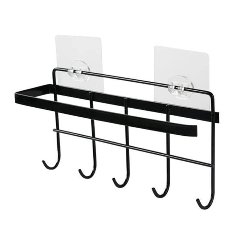 Adhesive Wall Mounted Tissue Holder – Black, No Drilling Organizer for Kitchen & Bathroom | Multifunction