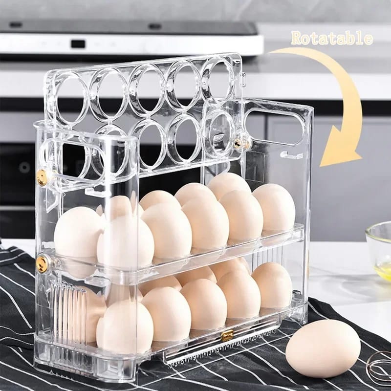 30 Grids Egg Storage Box |  Large Capacity Transparent Egg Case Holder with Handle