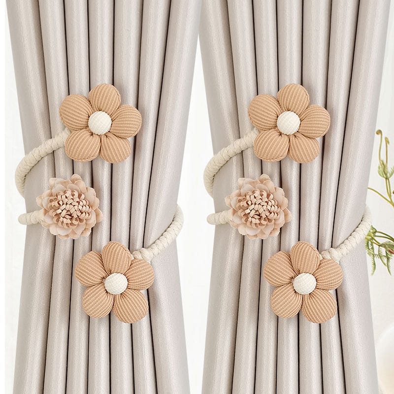 High Quality Polyester Flower Curtain Tieback – Elastic Holder Hook Buckle Clip, Decorative Home Accessory