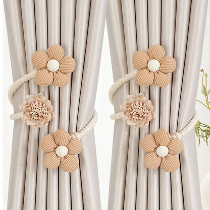 High Quality Polyester Flower Curtain Tieback – Elastic Holder Hook Buckle Clip, Decorative Home Accessory