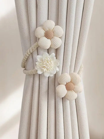 High Quality Polyester Flower Curtain Tieback – Elastic Holder Hook Buckle Clip, Decorative Home Accessory