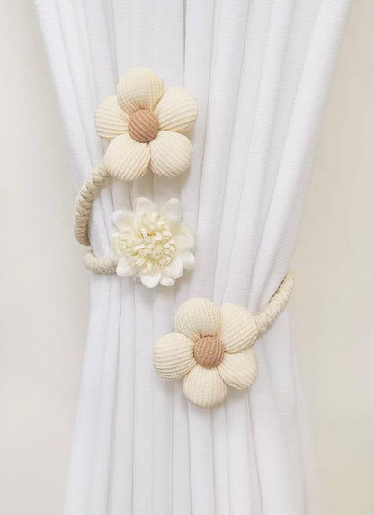 High Quality Polyester Flower Curtain Tieback – Elastic Holder Hook Buckle Clip, Decorative Home Accessory