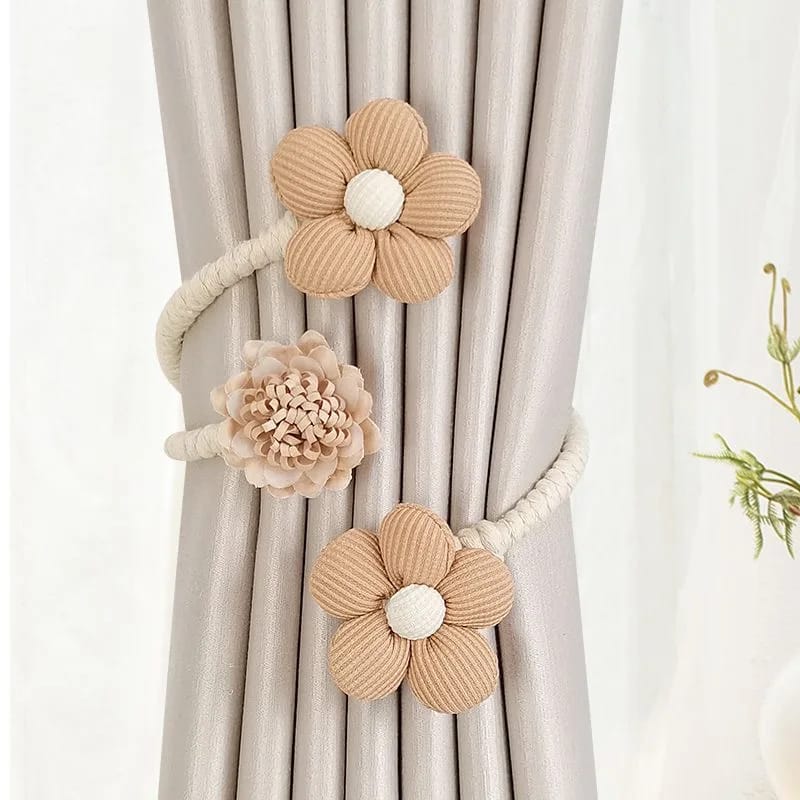 High Quality Polyester Flower Curtain Tieback – Elastic Holder Hook Buckle Clip, Decorative Home Accessory