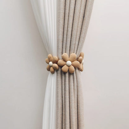 Handwoven Fabric Flower Drapes Tiebacks – Flexible and Decorative Drape Fasteners, Multifunctional