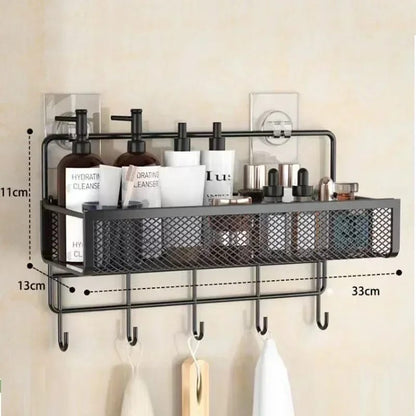 Multifunctional 2 Piece Set Portable Hanging Wall Mounted Storage Rack  | No Drill Organizer for Bathroom, Kitchen, Onion, Garlic, & Seasoning