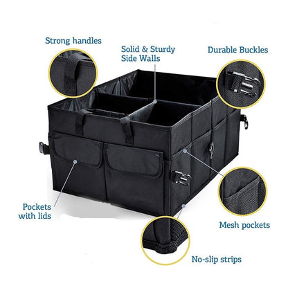 Foldable Multifunctional Large Capacity Car Trunk Organizer | Eco Friendly, Durable, Collapsible Cargo Storage Box | 53.00 cm x 39.00 cm x 26.50 cm