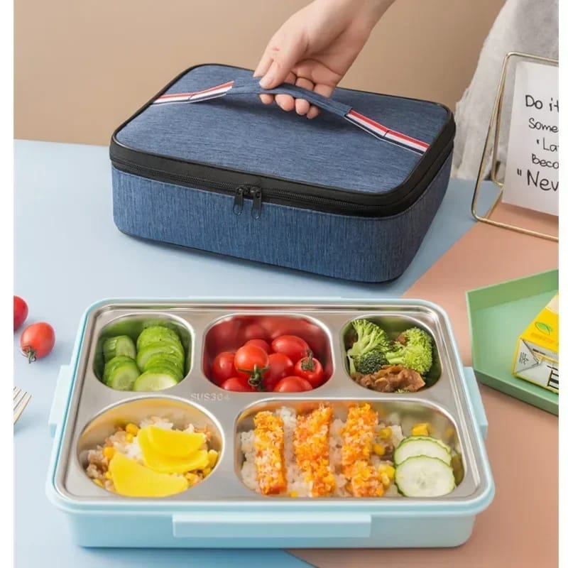 Large Square Oxford Insulated Lunch Bag | Thermal Food Carrier for Office, School, Picnic, and Beach | Available in Navy Blue, Pink, Grey