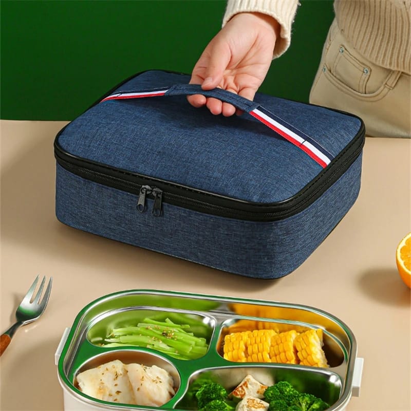 Large Square Oxford Insulated Lunch Bag | Thermal Food Carrier for Office, School, Picnic, and Beach | Available in Navy Blue, Pink, Grey