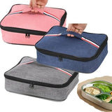 Large Square Oxford Insulated Lunch Bag | Thermal Food Carrier for Office, School, Picnic, and Beach | Available in Navy Blue, Pink, Grey