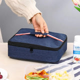 Large Square Oxford Insulated Lunch Bag | Thermal Food Carrier for Office, School, Picnic, and Beach | Available in Navy Blue, Pink, Grey