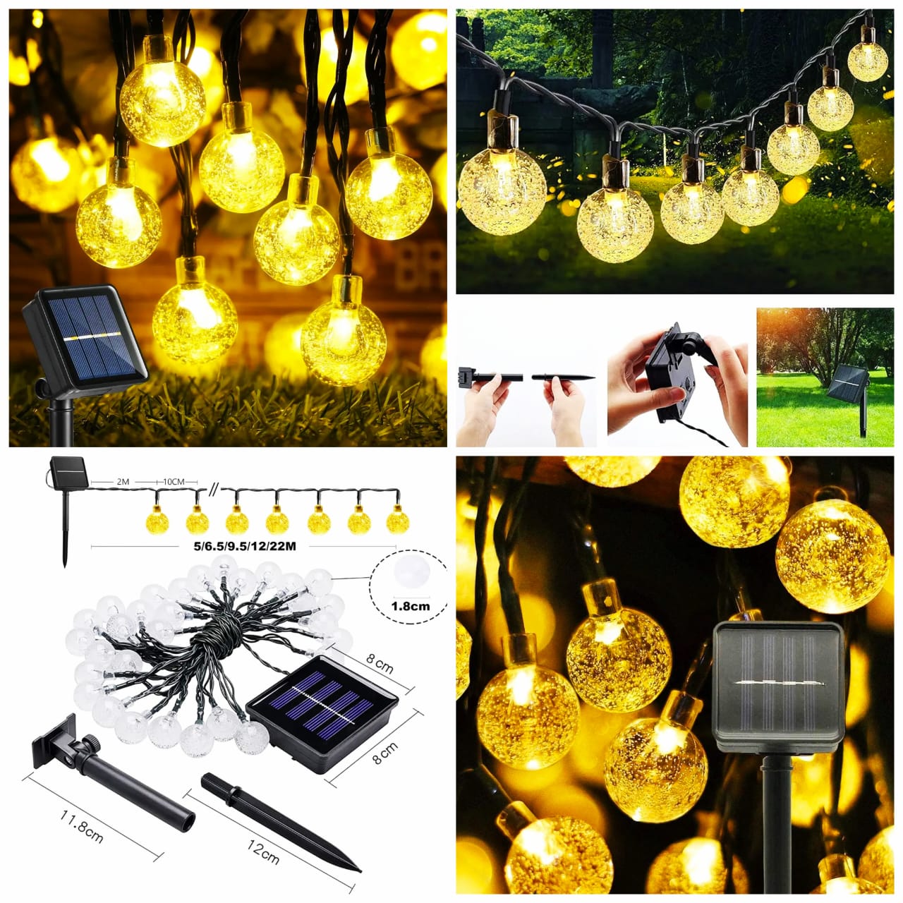 Solar Powered Garden LED Lights | 10 Meters Long | Waterproof Outdoor & Indoor LED String Lights | Easy Installation | 70-100 LED Bulbs