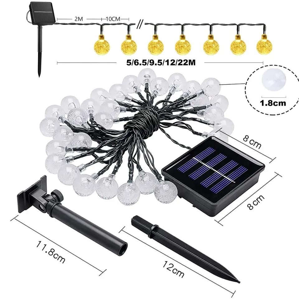 Solar Powered Garden LED Lights | 10 Meters Long | Waterproof Outdoor & Indoor LED String Lights | Easy Installation | 70-100 LED Bulbs