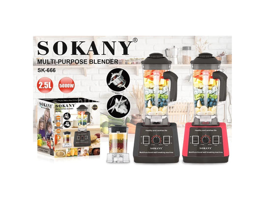 Sokany Commercial Blender | 2in1, 5000 Watts | 2.5 Litre Jug and Grinder Jug