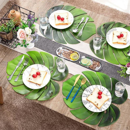 Decorative Dining Green Leaf Placemats | EVA Material |Table Mats  |  Set of 6