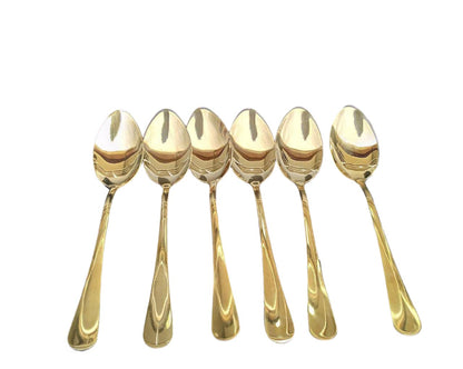 Set of 6 Gold Table Spoons | Stainless Steel | Suitable For Use At Home, In Restaurants, Or For Special Events