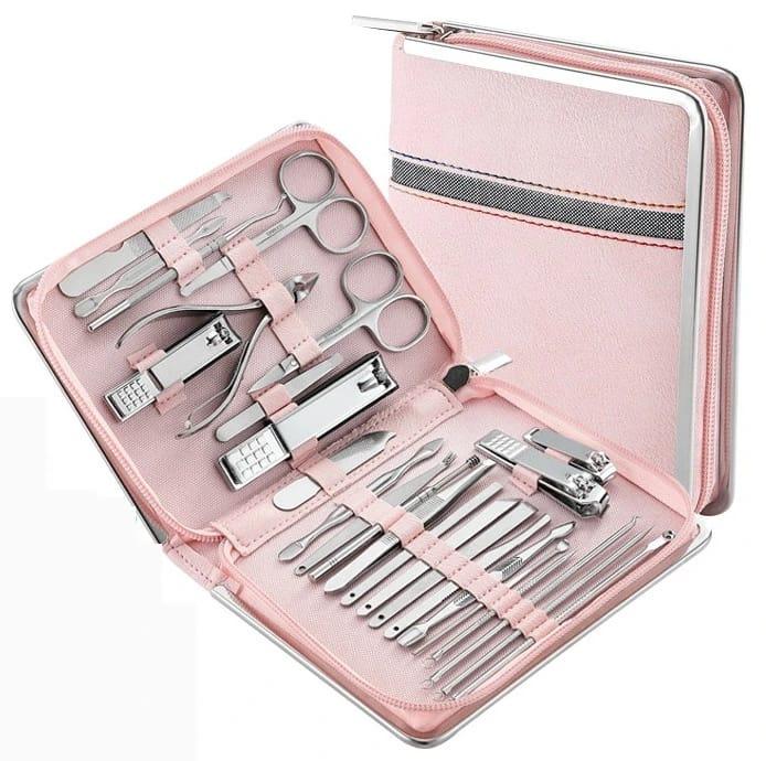 26 Piece Professional Manicure Pedicure Set with Leather Case