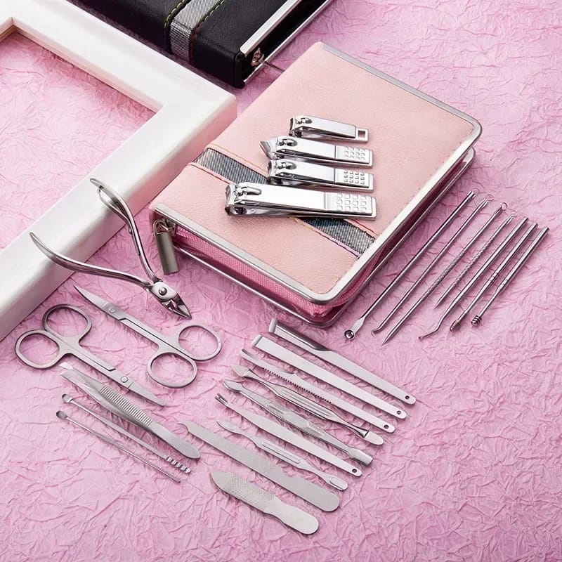 26 Piece Professional Manicure Pedicure Set with Leather Case