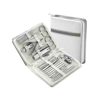 26 Piece Professional Manicure Pedicure Set with Leather Case | High Quality Stainless Steel Tools | All Purpose Family Kit | Ideal Gift for the Festive Season