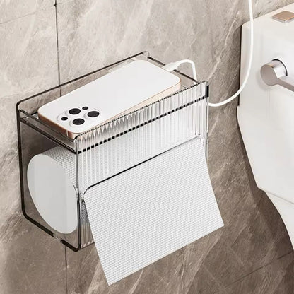 Acrylic Wall Mounted Tissue Box | Bathroom Toilet Paper Storage | Napkin Paper Dispenser | Punch-Free Installation