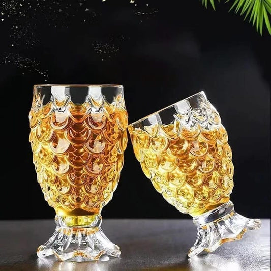 Round Shaped Mermaid Glass Cup | 6 Piece Set | Transparent Wine Glasses with Fish Scales Pattern Design