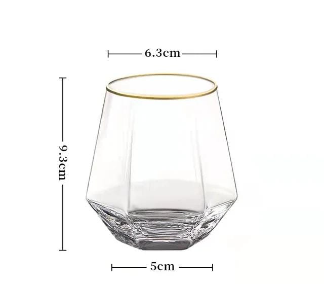 High Quality Hexagon Crystal Clear Whiskey & Wine Glass Set |  310ml |  Set of 6