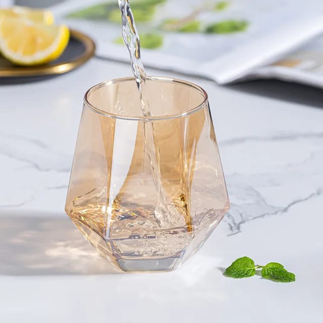 High Quality Hexagon Crystal Clear Whiskey & Wine Glass Set |  310ml |  Set of 6