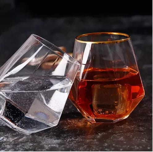 High Quality Hexagon Crystal Clear Whiskey & Wine Glass Set |  310ml |  Set of 6