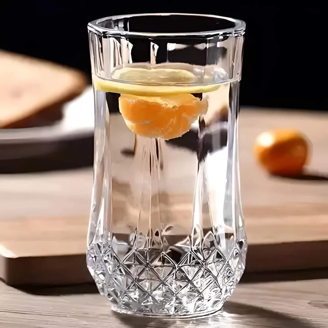 Clear Diamond Shaped Crystal Beverage Tumbler Set | 6 Piece Set | Ideal for Water, Juice, Milk, Coffee