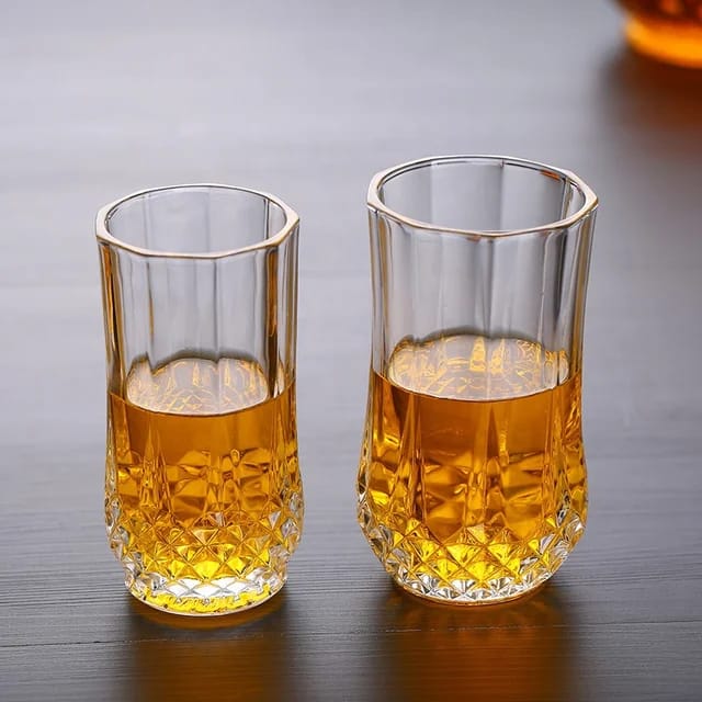 Clear Diamond Shaped Crystal Beverage Tumbler Set | 6 Piece Set | Ideal for Water, Juice, Milk, Coffee