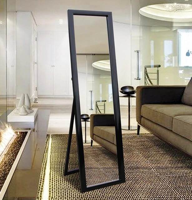 Full Length Standing Dressing Mirror  Heavy Duty | White & Black | 130x38.5cm