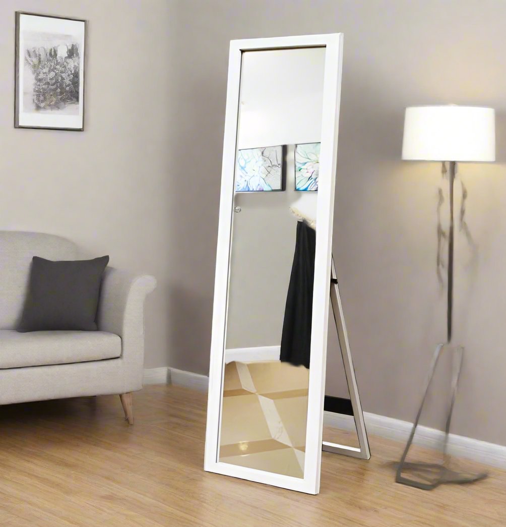 Full Length Standing Dressing Mirror  Heavy Duty | White & Black | 130x38.5cm