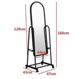 Multifunctional Portable Full Length Standing Dressing Mirror with Wheels | Black, White, Pink | Height: 160cm