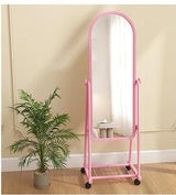 Multifunctional Portable Full Length Standing Dressing Mirror with Wheels | Black, White, Pink | Height: 160cm