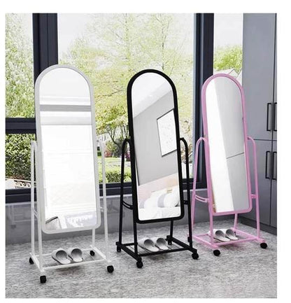 Multifunctional Portable Full Length Standing Dressing Mirror with Wheels | Black, White, Pink | Height: 160cm