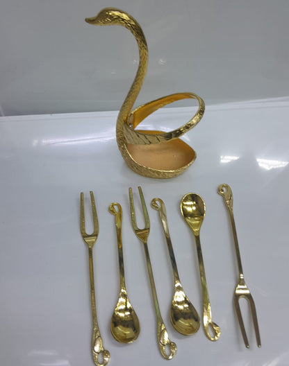 Elegant Gold Swan Shaped Spoon Holder | Metallic Kitchen Utensil Organizer