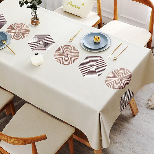 Nordic Style PVC Table Cloth | Oil Proof and Waterproof, 140x220cm | Dining Room Decor | Ideal For Dining Tables, Kitchen Tables, & Outdoor Tables