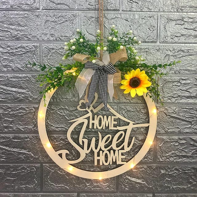 Home Sweet Home LED Powered Decoration | MDF Board | Perfect for Home, Shop, or Office| Entryway Living Room Deco