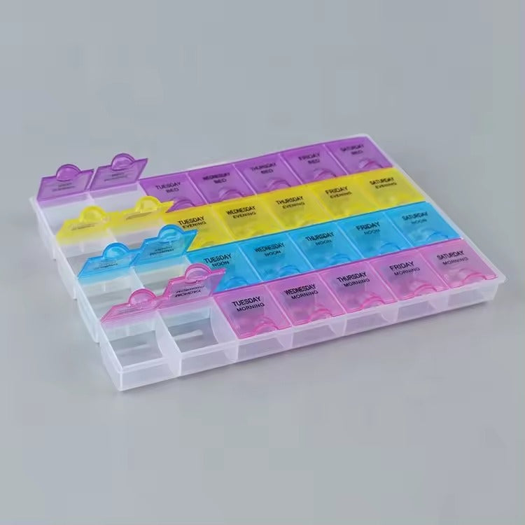 28 Grid Medicine Organizer Planner | Weekly Pill Reminder | 7 Day Organizer with Snap Lids | Convenient and Easy to Use