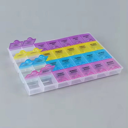 28 Grid Plastic Tablets Organizer Planner | 7 Day Organizer with Snap Lids | Weekly Reminder