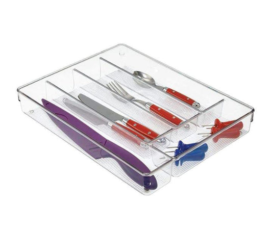 Transparent Clear Acrylic Cutlery Organizer | Extra Thick | Non Slip Feet | Ideal For Organizing Cutlery, Utensils