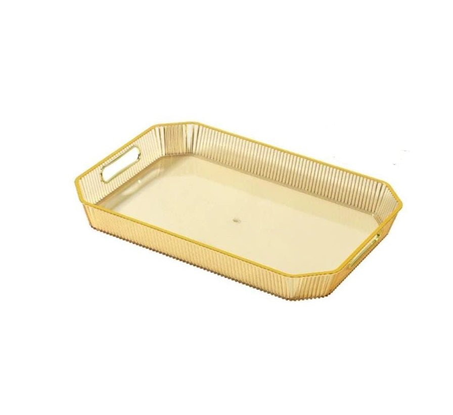 Gold Vanity Tray | Stackable Acrylic | Modern Design | Ideal For Vanity Tables, Dressers, Or As A Decorative Centerpiece